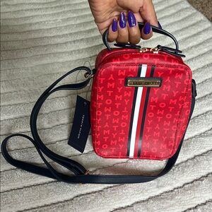 Tommy Hilfiger Red and Black Crossbody Bag